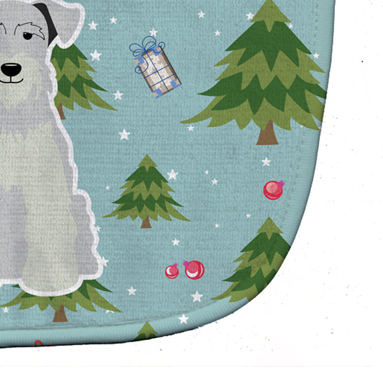Christmas Miniature Schnauzer White Baby Bib Easy-Clean Baby Bib Baby Feeding Accessory Baby Mealtime Essential, 10 x 13, Multicolor