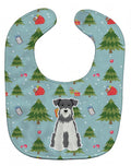 Christmas Miniature Schnauzer Salt and Pepper Baby Bib Easy-Clean Baby Bib Baby Feeding Accessory Baby Mealtime Essential, 10 x 13, Multicolor
