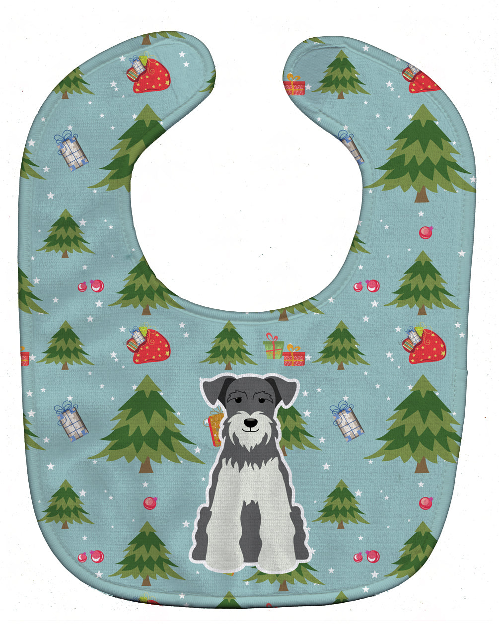 Christmas Miniature Schnauzer Salt and Pepper Baby Bib Easy-Clean Baby Bib Baby Feeding Accessory Baby Mealtime Essential, 10 x 13, Multicolor