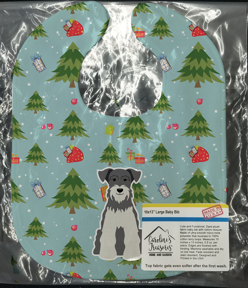 Christmas Miniature Schnauzer Salt and Pepper Baby Bib Easy-Clean Baby Bib Baby Feeding Accessory Baby Mealtime Essential, 10 x 13, Multicolor