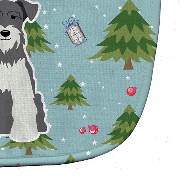 Christmas Miniature Schnauzer Salt and Pepper Baby Bib Easy-Clean Baby Bib Baby Feeding Accessory Baby Mealtime Essential, 10 x 13, Multicolor