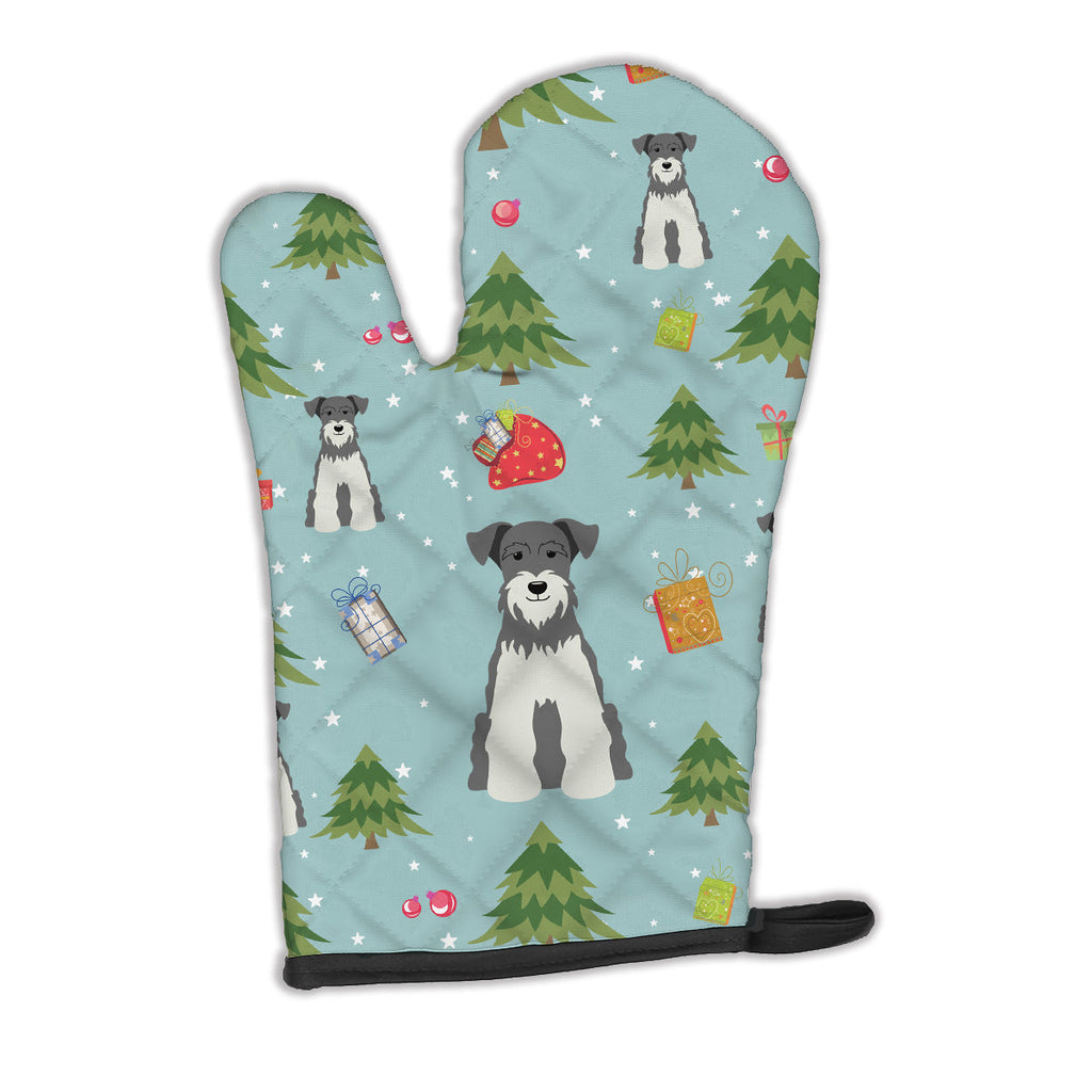 Christmas Miniature Schnauzer Salt and Pepper Oven Mitt Heat Resistant Thick Oven Mitt for Hot Pans and Oven, Kitchen Mitt Protect Hands, Cooking Baking Glove