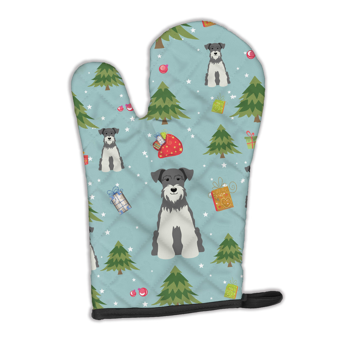 Christmas Miniature Schnauzer Salt and Pepper Oven Mitt Heat Resistant Thick Oven Mitt for Hot Pans and Oven, Kitchen Mitt Protect Hands, Cooking Baking Glove