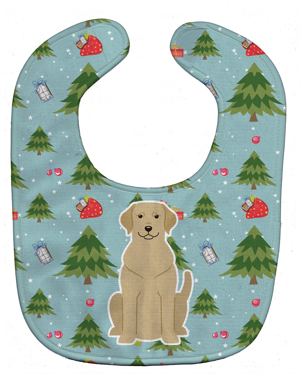 Christmas Yellow Labrador Baby Bib Easy-Clean Baby Bib Baby Feeding Accessory Baby Mealtime Essential, 10 x 13, Multicolor