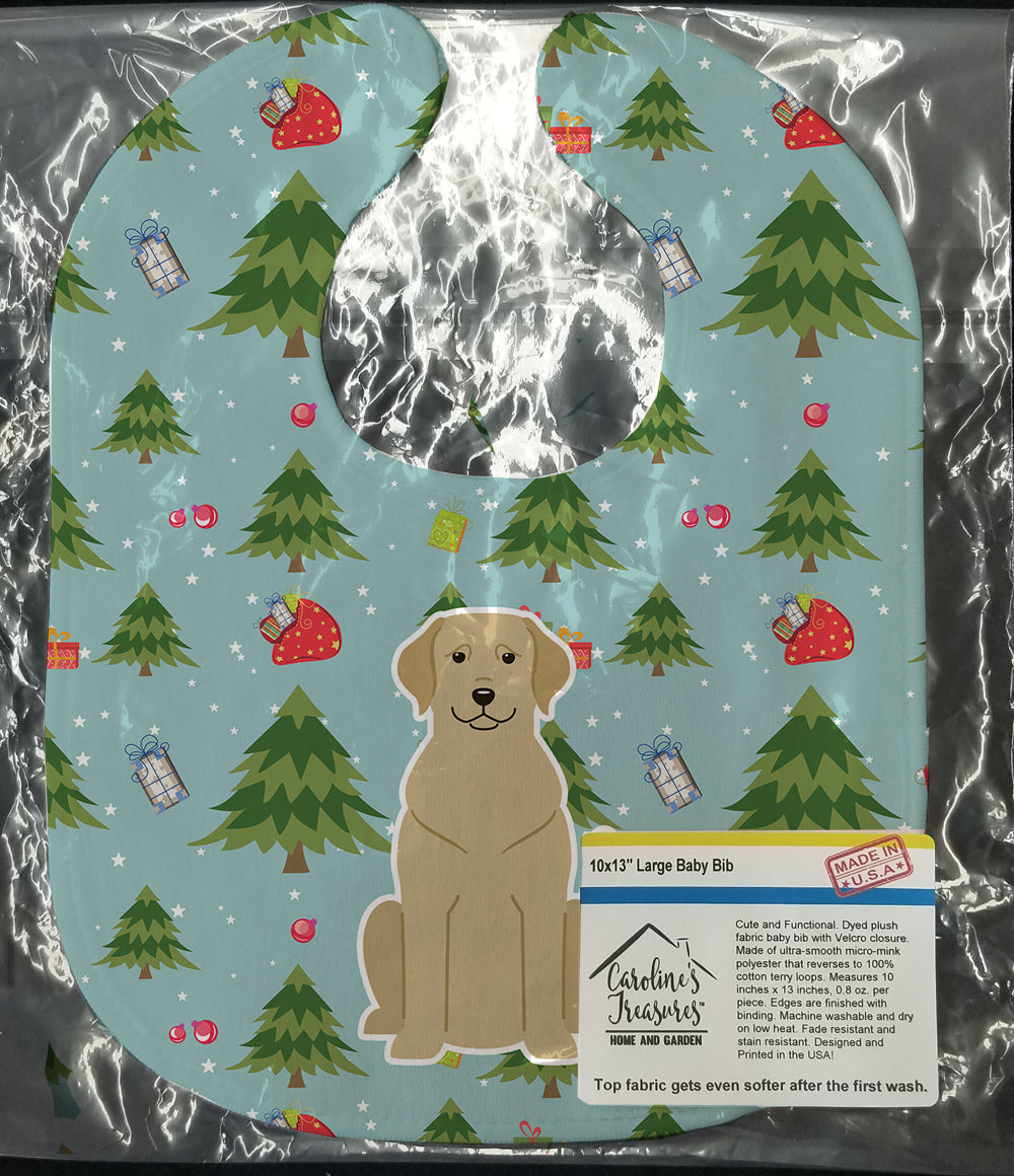 Christmas Yellow Labrador Baby Bib Easy-Clean Baby Bib Baby Feeding Accessory Baby Mealtime Essential, 10 x 13, Multicolor