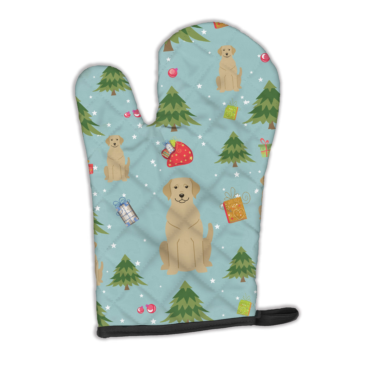 Christmas Yellow Labrador Oven Mitt Heat Resistant Thick Oven Mitt for Hot Pans and Oven, Kitchen Mitt Protect Hands, Cooking Baking Glove