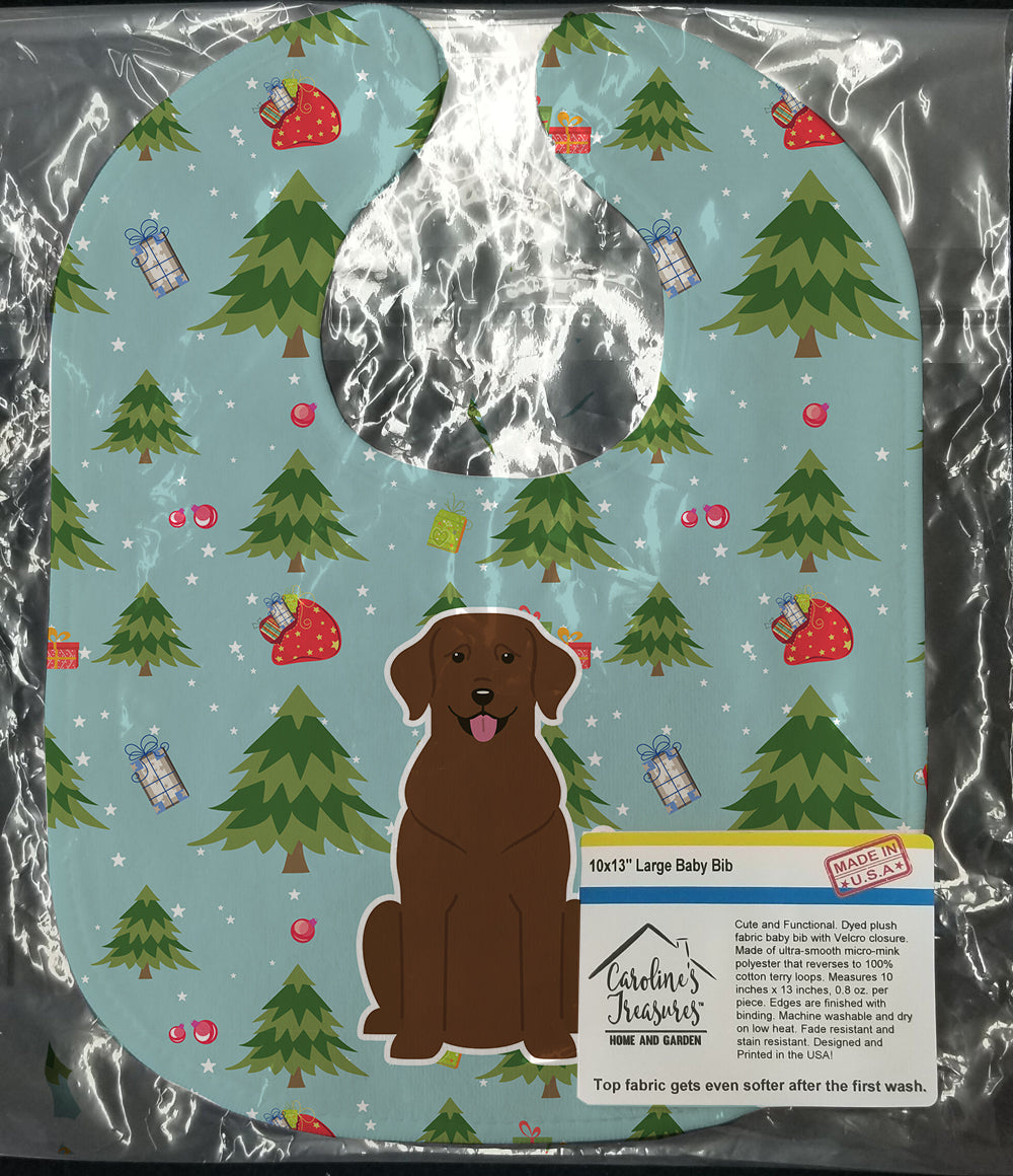 Christmas Chocolate Labrador Baby Bib Easy-Clean Baby Bib Baby Feeding Accessory Baby Mealtime Essential, 10 x 13, Multicolor