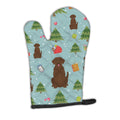 Christmas Chocolate Labrador Oven Mitt Heat Resistant Thick Oven Mitt for Hot Pans and Oven, Kitchen Mitt Protect Hands, Cooking Baking Glove