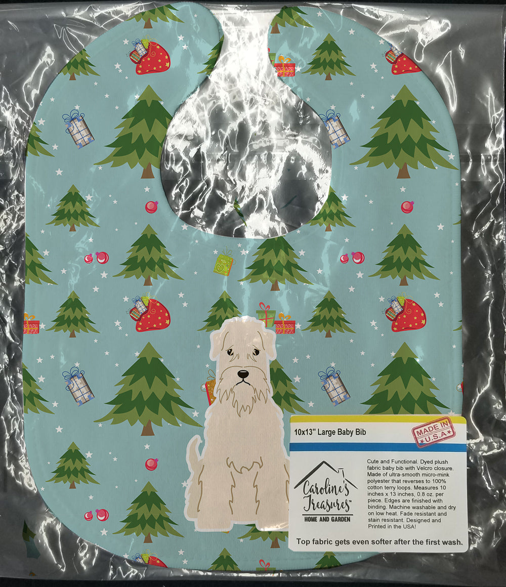 Christmas Soft Coated Wheaten Terrier Baby Bib Easy-Clean Baby Bib Baby Feeding Accessory Baby Mealtime Essential, 10 x 13, Multicolor