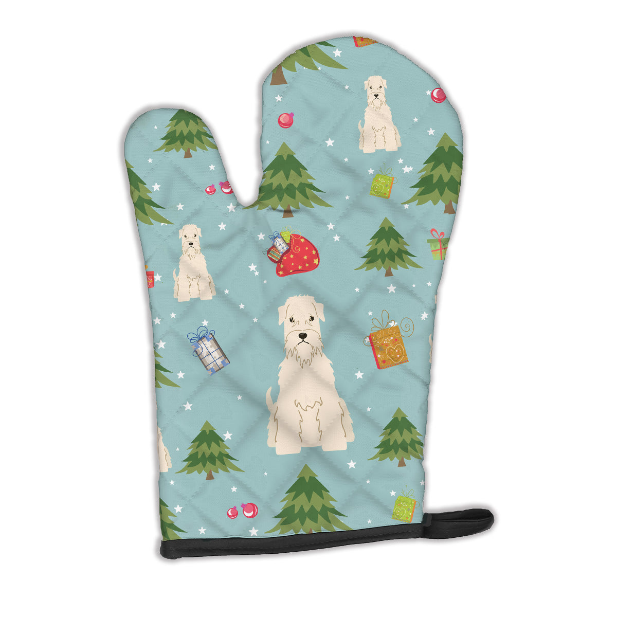 Christmas Soft Coated Wheaten Terrier Oven Mitt Heat Resistant Thick Oven Mitt for Hot Pans and Oven, Kitchen Mitt Protect Hands, Cooking Baking Glove