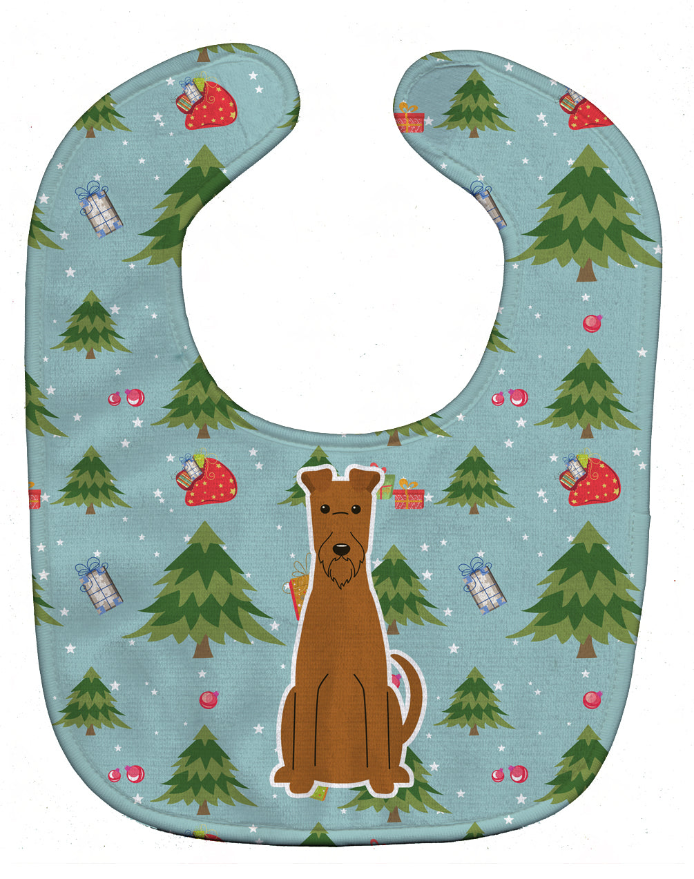 Christmas Irish Terrier Baby Bib Easy-Clean Baby Bib Baby Feeding Accessory Baby Mealtime Essential, 10 x 13, Multicolor