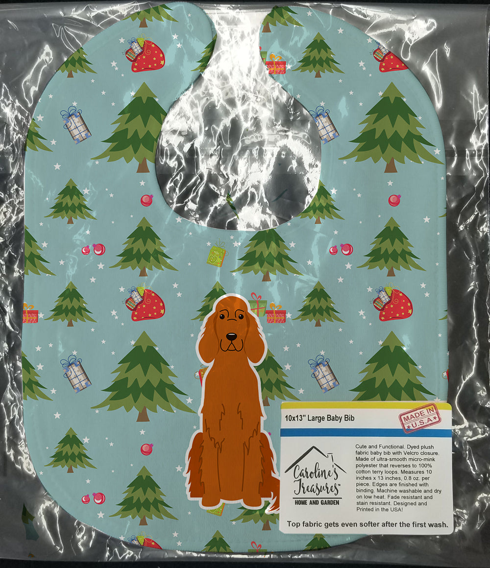 Christmas Irish Setter Baby Bib Easy-Clean Baby Bib Baby Feeding Accessory Baby Mealtime Essential, 10 x 13, Multicolor