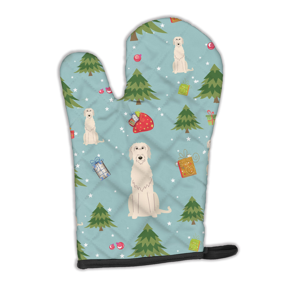 Christmas Irish Wolfhound Oven Mitt Heat Resistant Thick Oven Mitt for Hot Pans and Oven, Kitchen Mitt Protect Hands, Cooking Baking Glove
