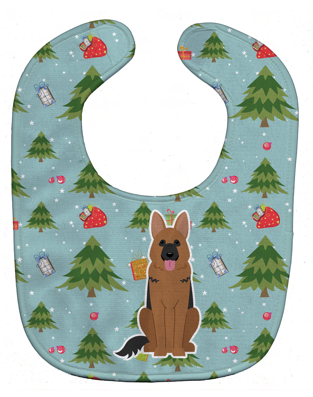 Christmas German Shepherd Baby Bib Easy-Clean Baby Bib Baby Feeding Accessory Baby Mealtime Essential, 10 x 13, Multicolor