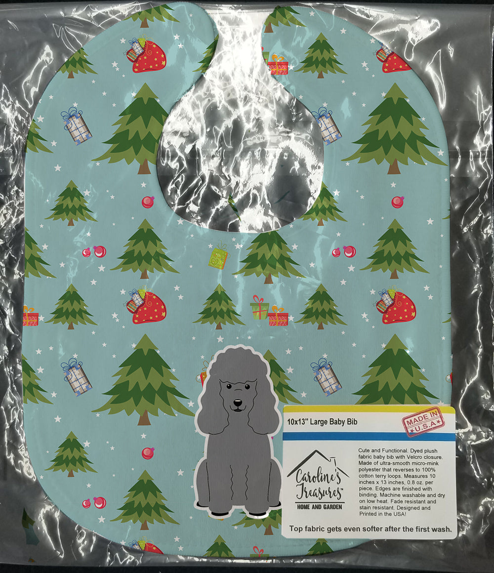 Christmas Poodle Silver Baby Bib Easy-Clean Baby Bib Baby Feeding Accessory Baby Mealtime Essential, 10 x 13, Multicolor
