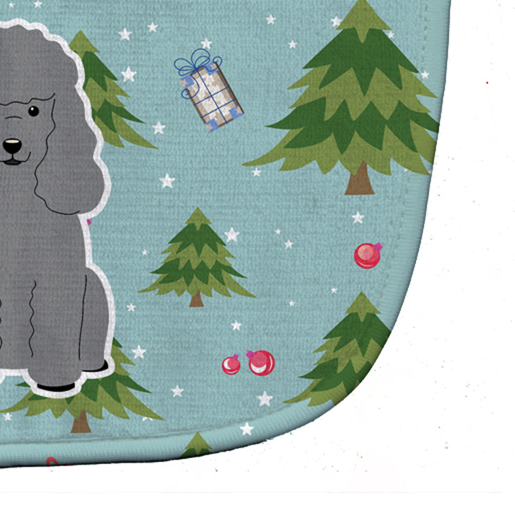 Christmas Poodle Silver Baby Bib Easy-Clean Baby Bib Baby Feeding Accessory Baby Mealtime Essential, 10 x 13, Multicolor