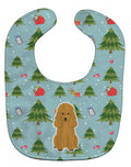 Christmas Poodle Tan Baby Bib Easy-Clean Baby Bib Baby Feeding Accessory Baby Mealtime Essential, 10 x 13, Multicolor