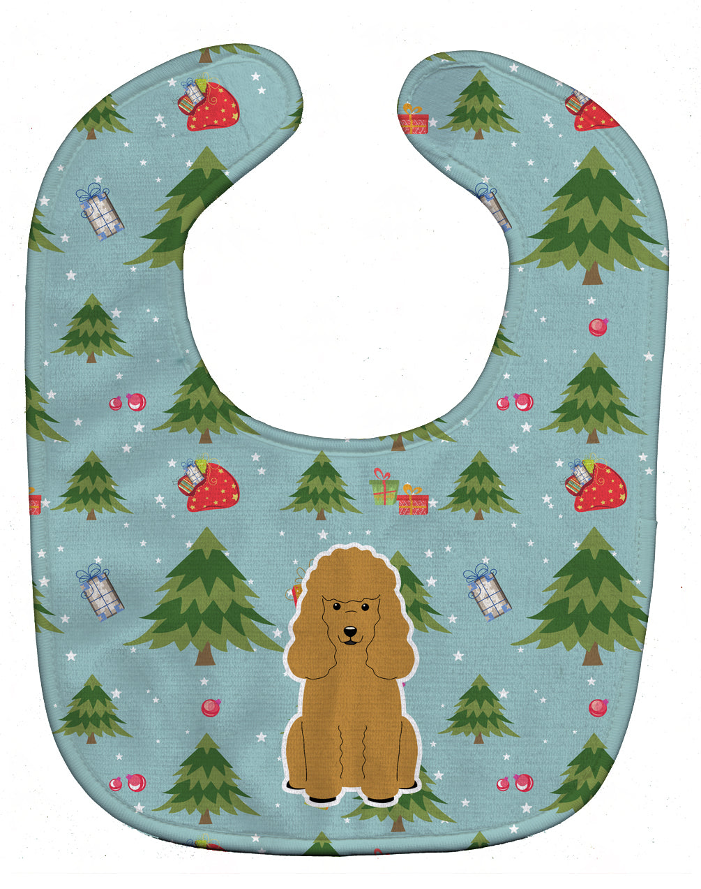 Christmas Poodle Tan Baby Bib Easy-Clean Baby Bib Baby Feeding Accessory Baby Mealtime Essential, 10 x 13, Multicolor