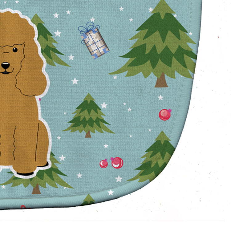 Christmas Poodle Tan Baby Bib Easy-Clean Baby Bib Baby Feeding Accessory Baby Mealtime Essential, 10 x 13, Multicolor