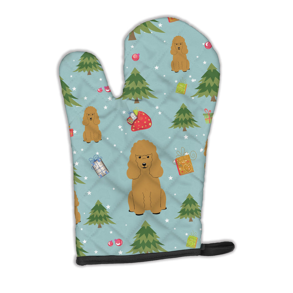Christmas Poodle Tan Oven Mitt Heat Resistant Thick Oven Mitt for Hot Pans and Oven, Kitchen Mitt Protect Hands, Cooking Baking Glove