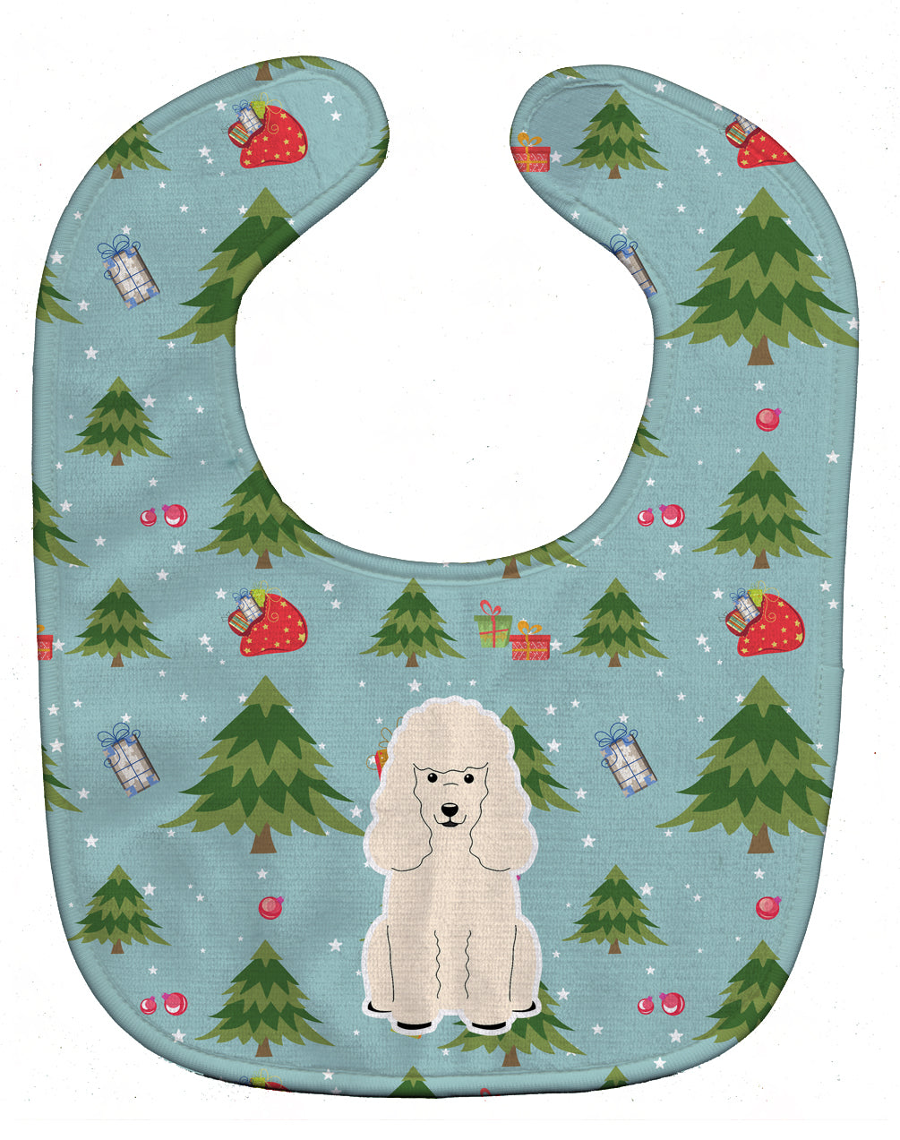 Christmas Poodle White Baby Bib Easy-Clean Baby Bib Baby Feeding Accessory Baby Mealtime Essential, 10 x 13, Multicolor