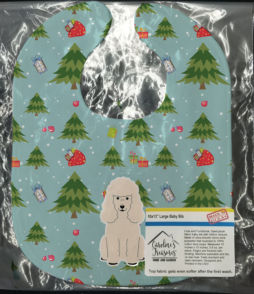 Christmas Poodle White Baby Bib Easy-Clean Baby Bib Baby Feeding Accessory Baby Mealtime Essential, 10 x 13, Multicolor