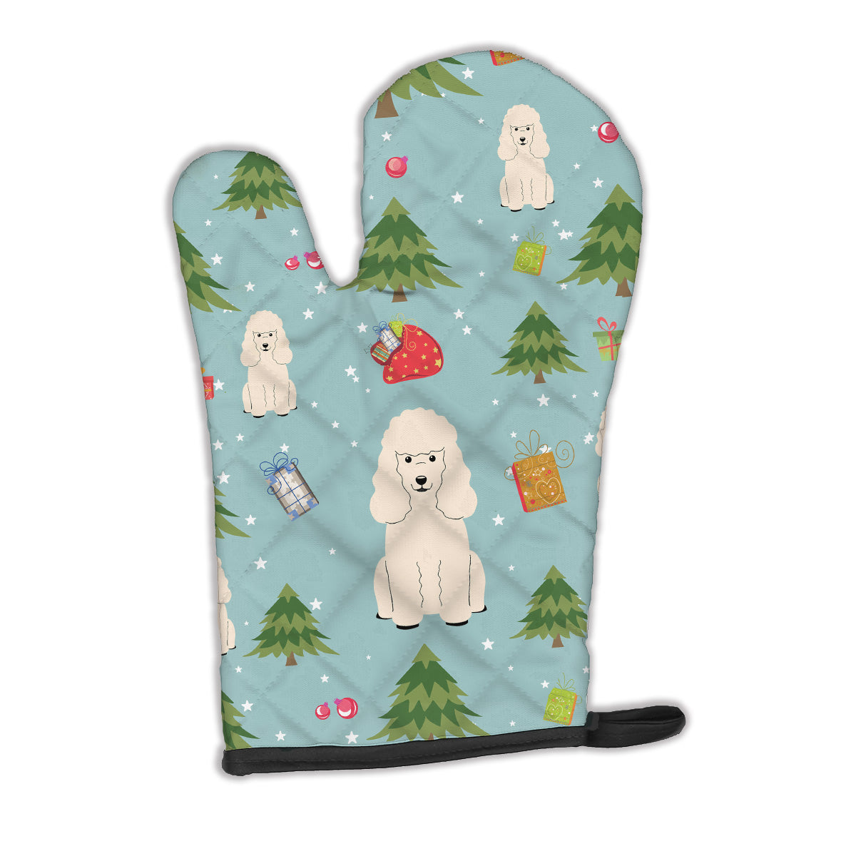 Christmas Poodle White Oven Mitt Heat Resistant Thick Oven Mitt for Hot Pans and Oven, Kitchen Mitt Protect Hands, Cooking Baking Glove