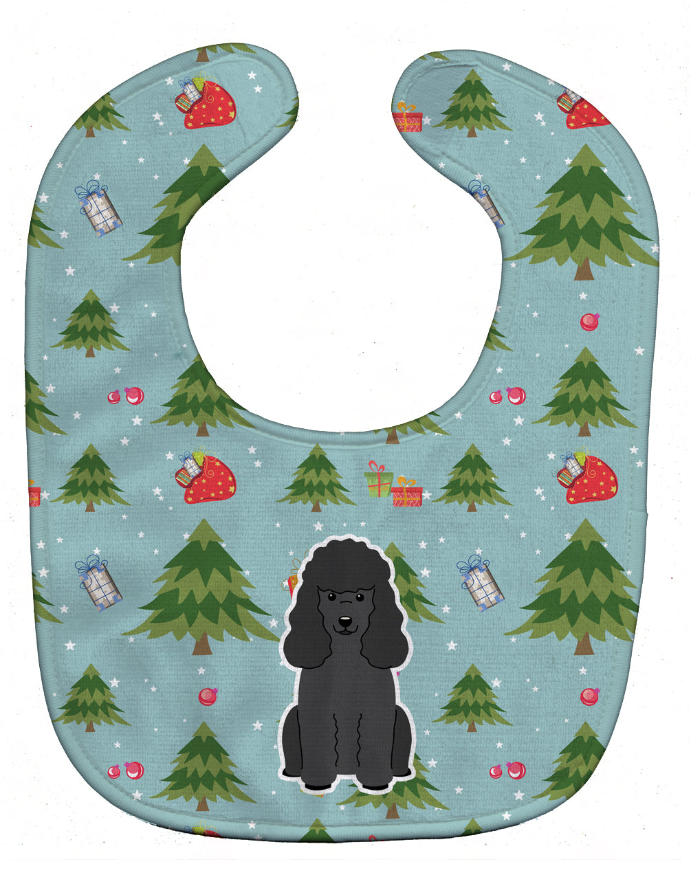 Christmas Poodle Black Baby Bib Easy-Clean Baby Bib Baby Feeding Accessory Baby Mealtime Essential, 10 x 13, Multicolor