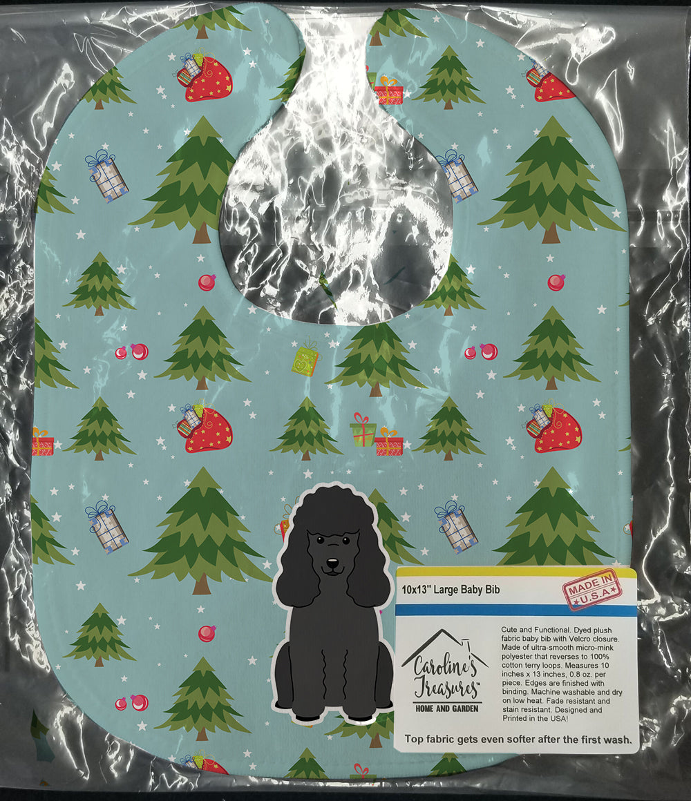 Christmas Poodle Black Baby Bib Easy-Clean Baby Bib Baby Feeding Accessory Baby Mealtime Essential, 10 x 13, Multicolor