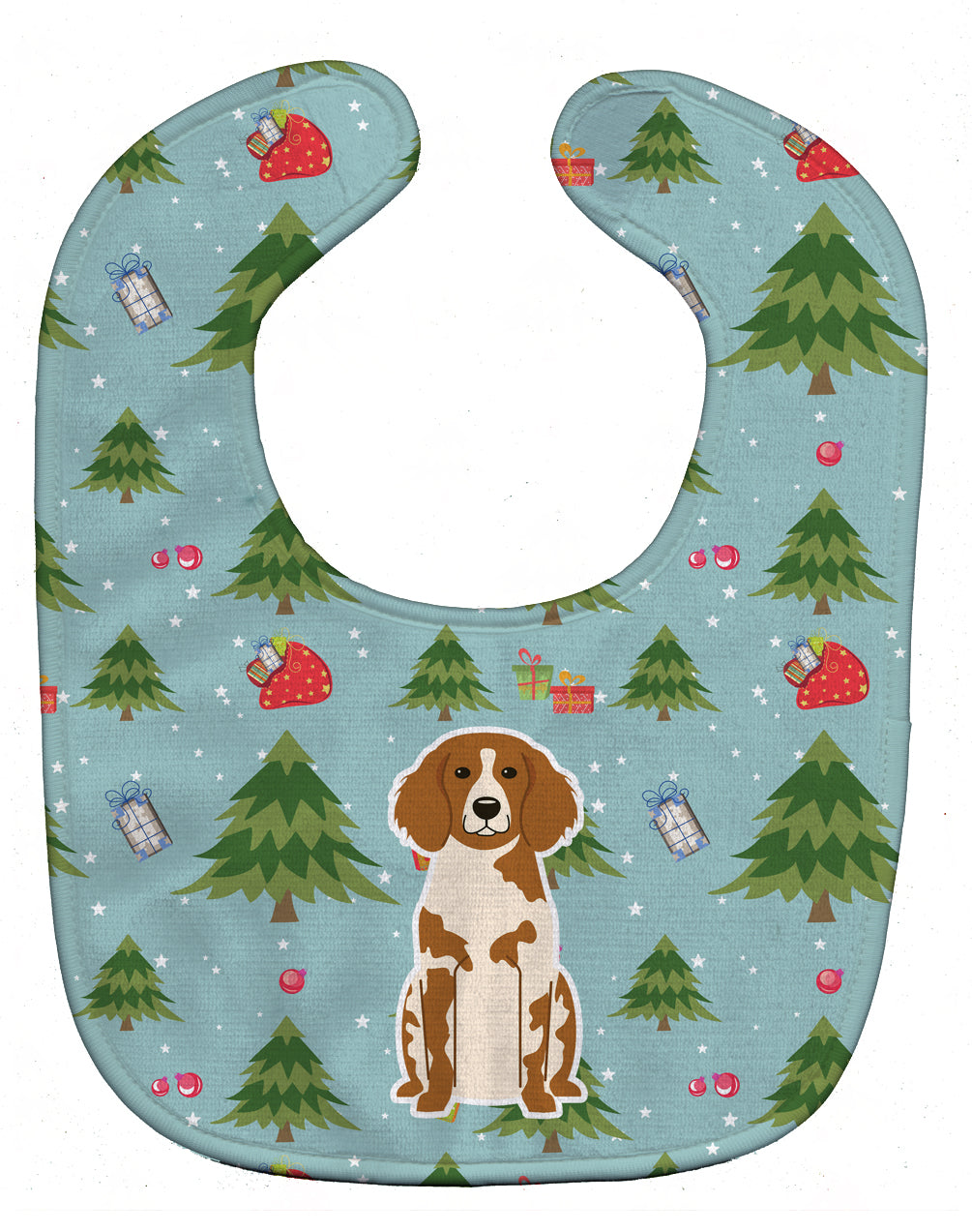 Christmas Brittany Spaniel Baby Bib Easy-Clean Baby Bib Baby Feeding Accessory Baby Mealtime Essential, 10 x 13, Multicolor
