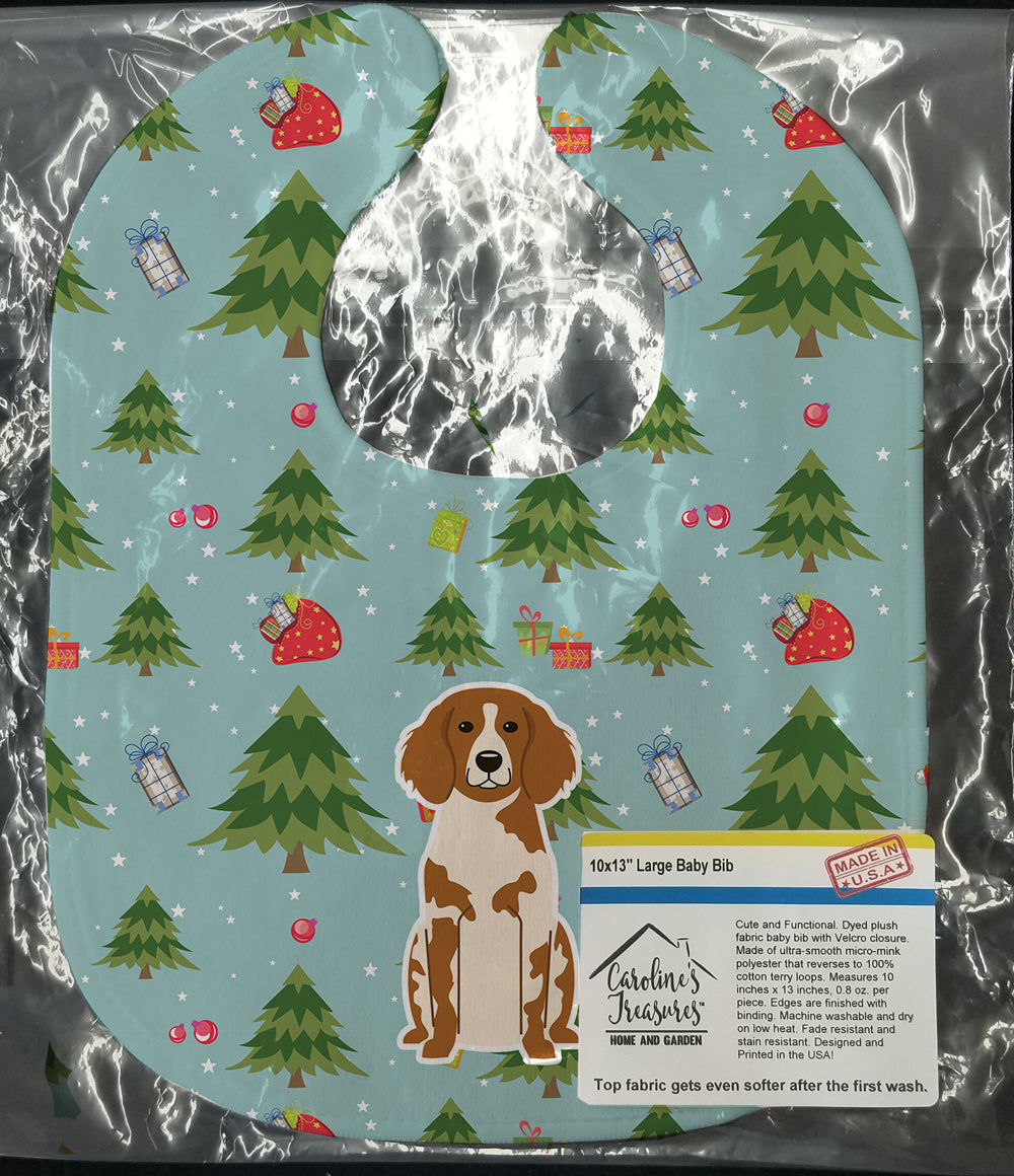 Christmas Brittany Spaniel Baby Bib Easy-Clean Baby Bib Baby Feeding Accessory Baby Mealtime Essential, 10 x 13, Multicolor