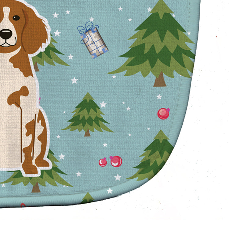 Christmas Brittany Spaniel Baby Bib Easy-Clean Baby Bib Baby Feeding Accessory Baby Mealtime Essential, 10 x 13, Multicolor