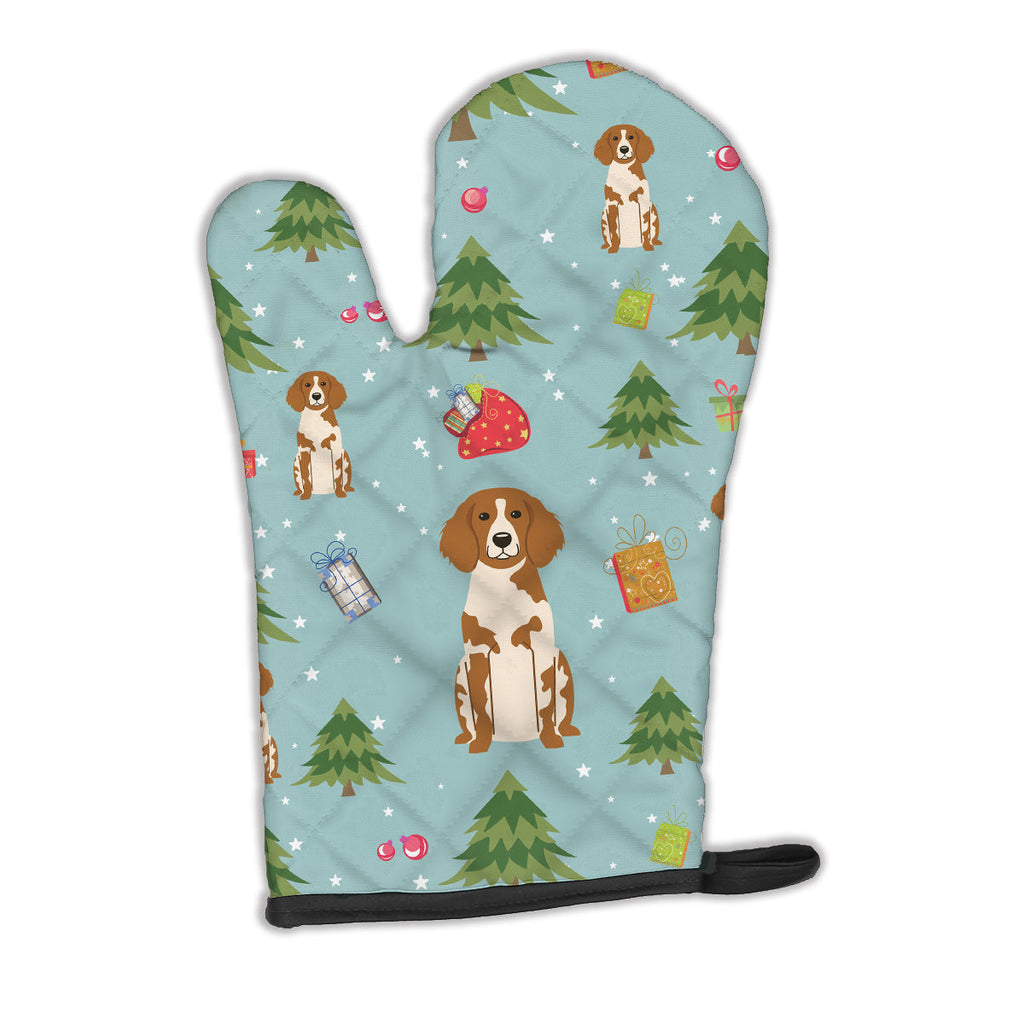 Christmas Brittany Spaniel Oven Mitt Heat Resistant Thick Oven Mitt for Hot Pans and Oven, Kitchen Mitt Protect Hands, Cooking Baking Glove
