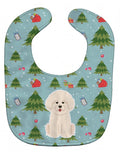 Christmas Bichon Frise Baby Bib Easy-Clean Baby Bib Baby Feeding Accessory Baby Mealtime Essential, 10 x 13, Multicolor