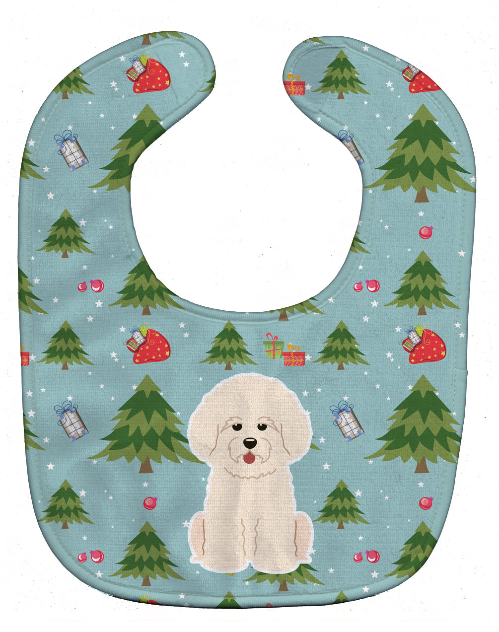 Christmas Bichon Frise Baby Bib Easy-Clean Baby Bib Baby Feeding Accessory Baby Mealtime Essential, 10 x 13, Multicolor