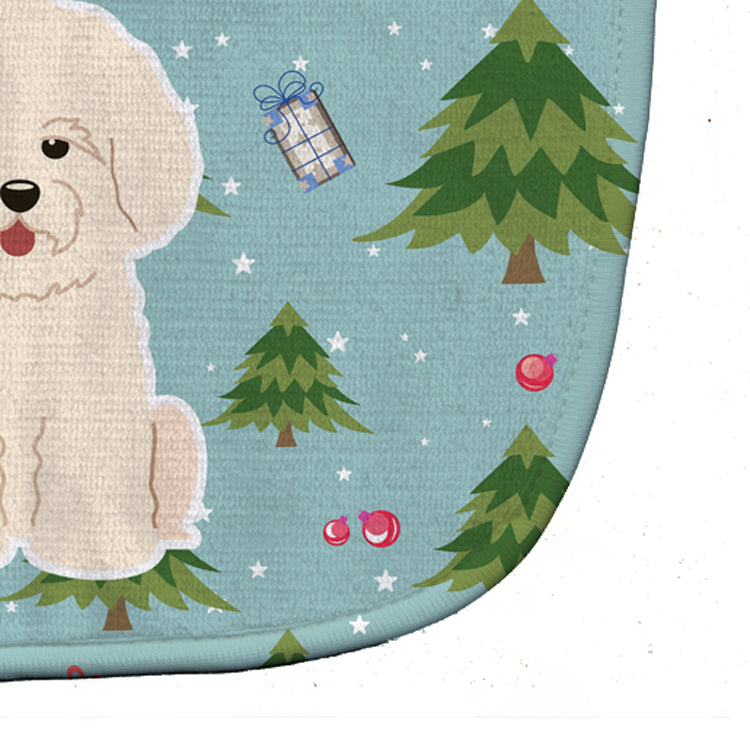 Christmas Bichon Frise Baby Bib Easy-Clean Baby Bib Baby Feeding Accessory Baby Mealtime Essential, 10 x 13, Multicolor