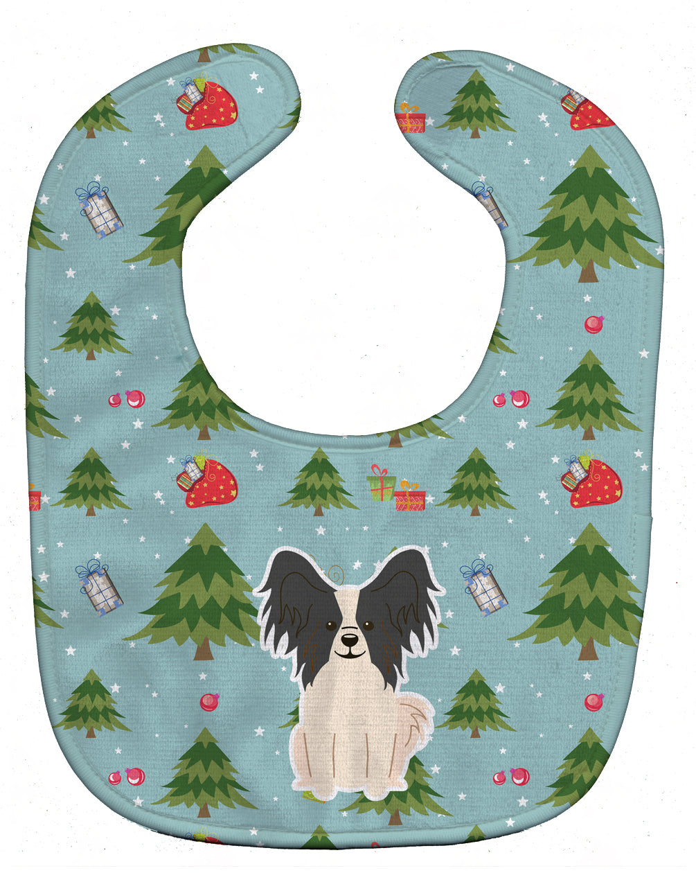 Christmas Papillon Black White Baby Bib Easy-Clean Baby Bib Baby Feeding Accessory Baby Mealtime Essential, 10 x 13, Multicolor