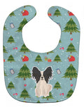 Christmas Papillon Black White Baby Bib Easy-Clean Baby Bib Baby Feeding Accessory Baby Mealtime Essential, 10 x 13, Multicolor