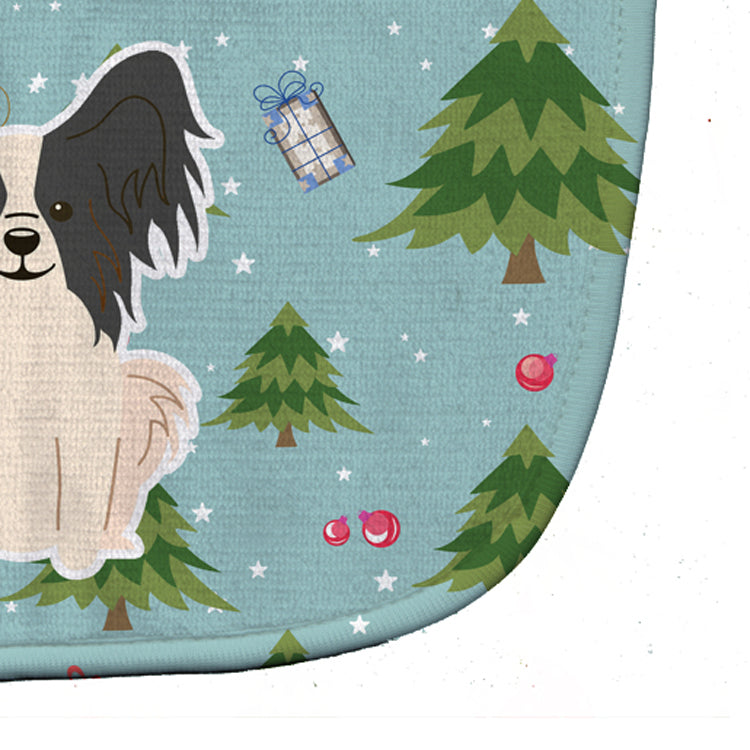 Christmas Papillon Black White Baby Bib Easy-Clean Baby Bib Baby Feeding Accessory Baby Mealtime Essential, 10 x 13, Multicolor