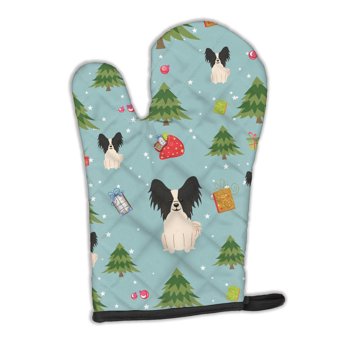 Christmas Papillon Black White Oven Mitt Heat Resistant Thick Oven Mitt for Hot Pans and Oven, Kitchen Mitt Protect Hands, Cooking Baking Glove