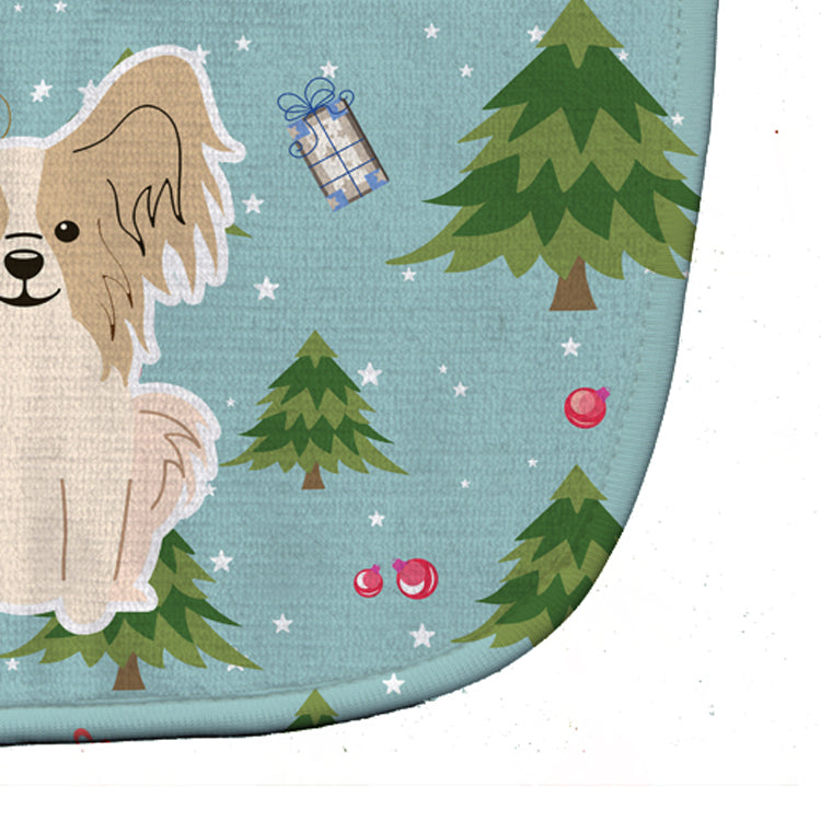 Christmas Papillon Sable White Baby Bib Easy-Clean Baby Bib Baby Feeding Accessory Baby Mealtime Essential, 10 x 13, Multicolor