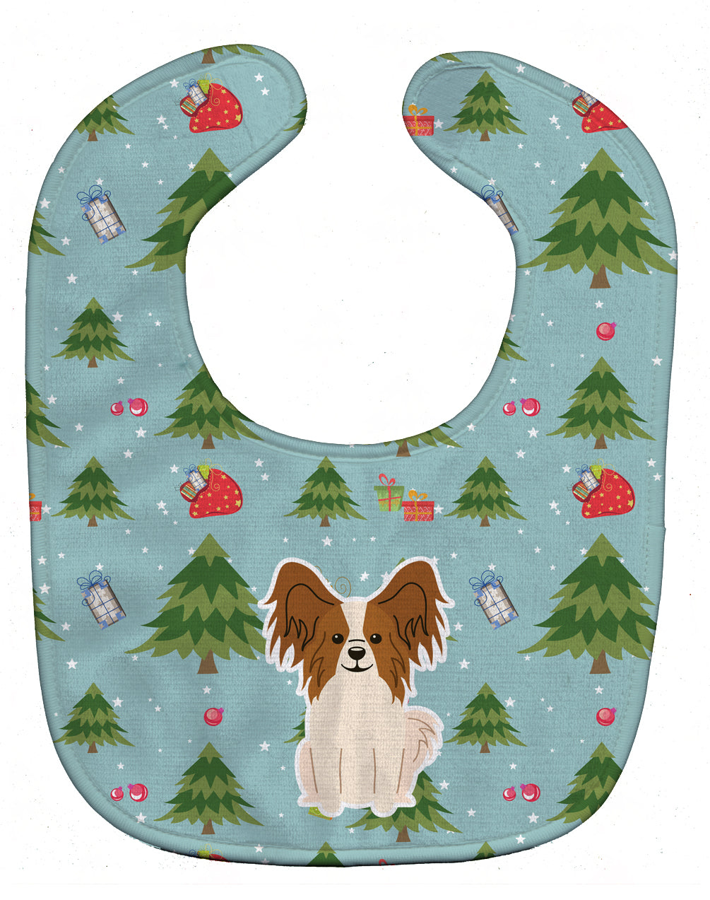 Christmas Papillon Red White Baby Bib Easy-Clean Baby Bib Baby Feeding Accessory Baby Mealtime Essential, 10 x 13, Multicolor