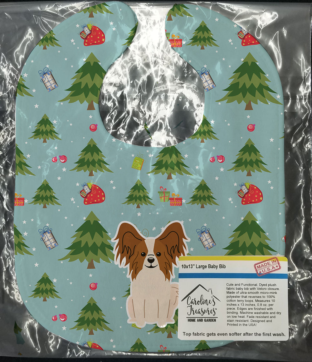 Christmas Papillon Red White Baby Bib Easy-Clean Baby Bib Baby Feeding Accessory Baby Mealtime Essential, 10 x 13, Multicolor