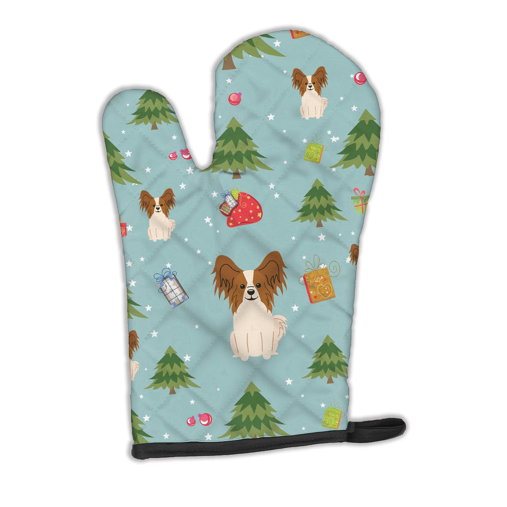 Christmas Papillon Red White Oven Mitt Heat Resistant Thick Oven Mitt for Hot Pans and Oven, Kitchen Mitt Protect Hands, Cooking Baking Glove