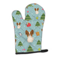 Christmas Papillon Red White Oven Mitt Heat Resistant Thick Oven Mitt for Hot Pans and Oven, Kitchen Mitt Protect Hands, Cooking Baking Glove