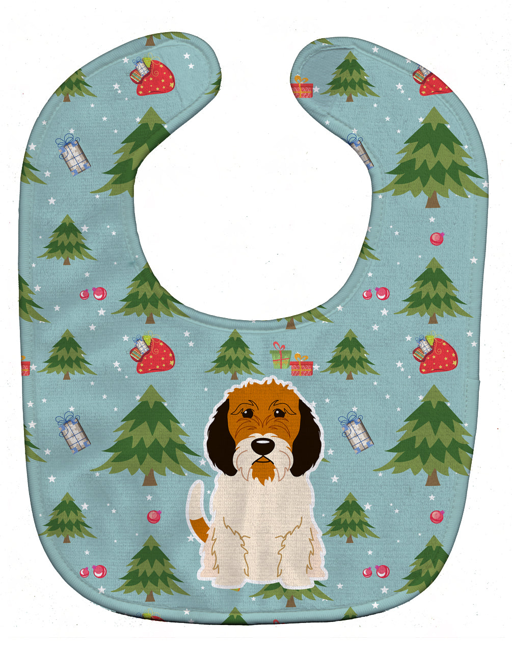 Christmas Petit Basset Griffon Veenden Baby Bib Easy-Clean Baby Bib Baby Feeding Accessory Baby Mealtime Essential, 10 x 13, Multicolor