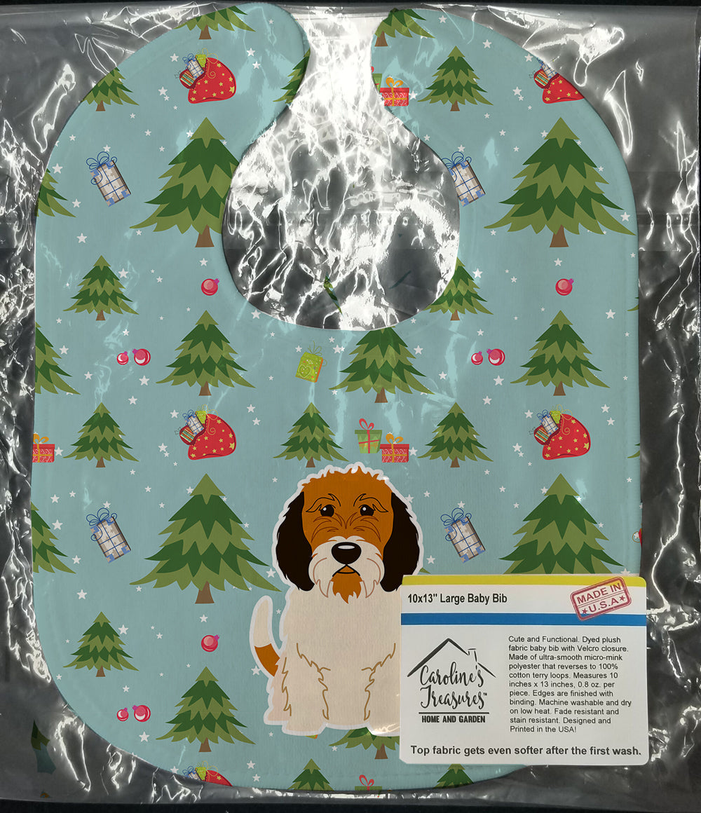 Christmas Petit Basset Griffon Veenden Baby Bib Easy-Clean Baby Bib Baby Feeding Accessory Baby Mealtime Essential, 10 x 13, Multicolor