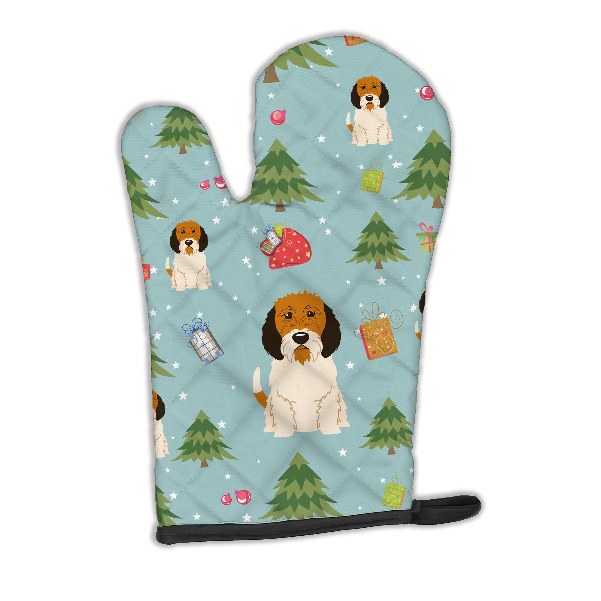 Christmas Petit Basset Griffon Veenden Oven Mitt Heat Resistant Thick Oven Mitt for Hot Pans and Oven, Kitchen Mitt Protect Hands, Cooking Baking Glove