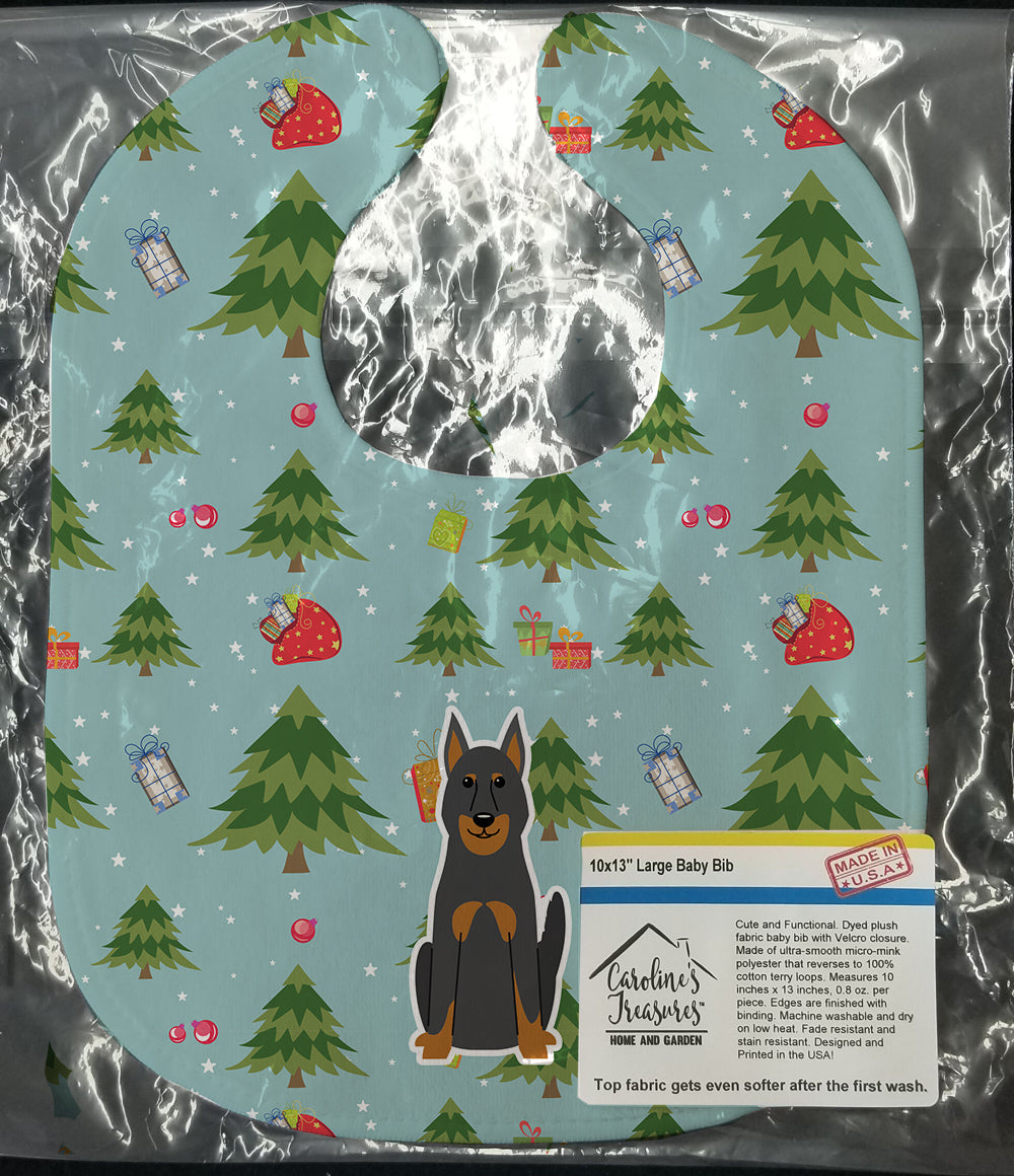 Christmas Beauce Shepherd Dog Baby Bib Easy-Clean Baby Bib Baby Feeding Accessory Baby Mealtime Essential, 10 x 13, Multicolor