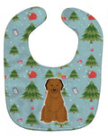 Christmas Briard Brown Baby Bib Easy-Clean Baby Bib Baby Feeding Accessory Baby Mealtime Essential, 10 x 13, Multicolor